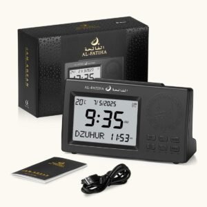 Jam Adzan Digital AL-FATIHA | Jam Suara Adzan 5 Waktu + Alarm | FAJ-106 BW